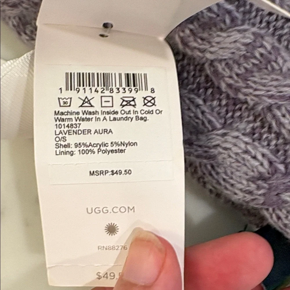UGG Knit Pom-Pom Cable Tall Socks in Plum